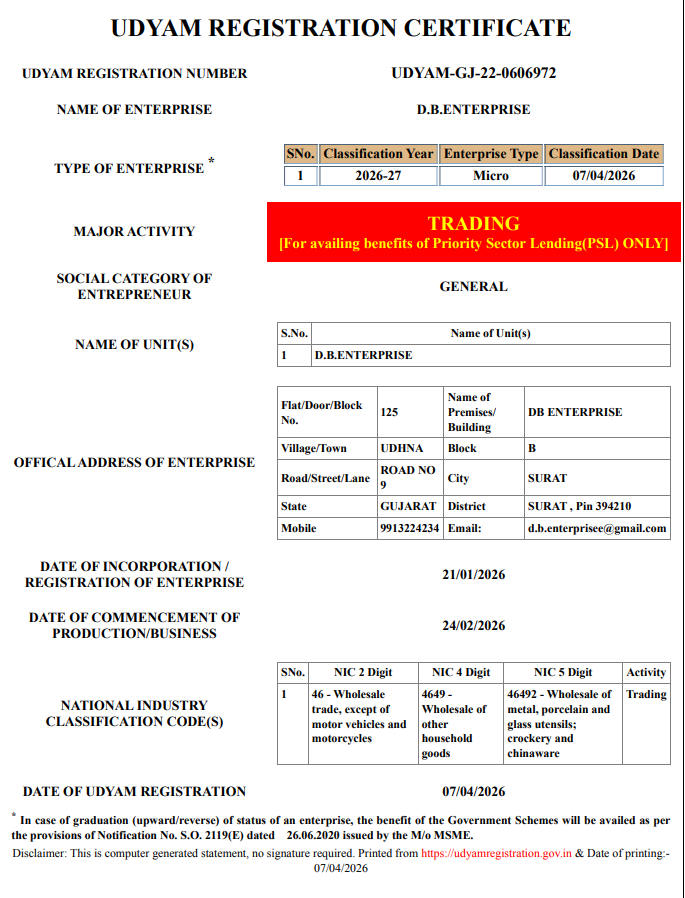 UDYAM Certificate